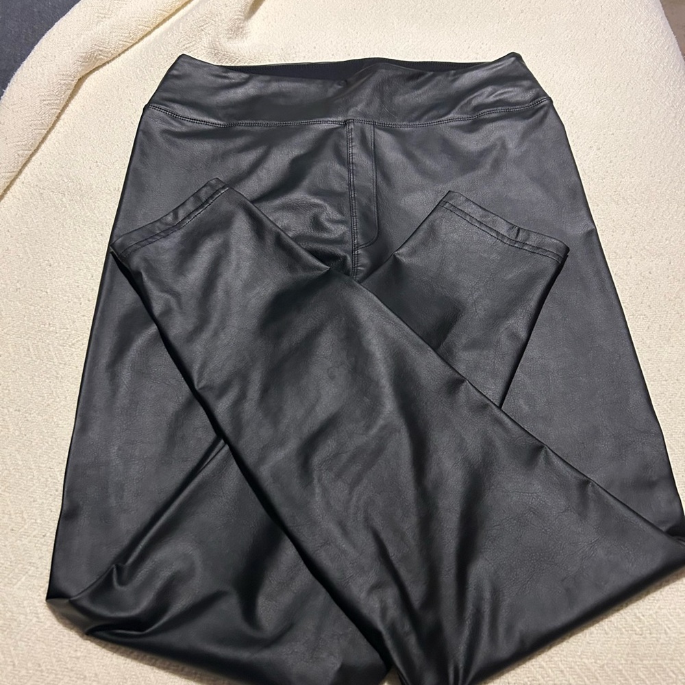 aerie Black Faux Leather High-Rise Leggings
